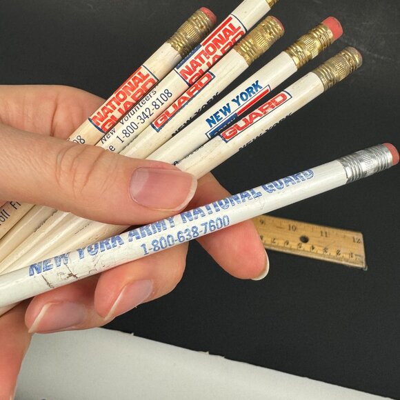 6 Vtg New York NY Army National Guard Wooden Pencils Sharpened Used Prop READ - Picture 7 of 9